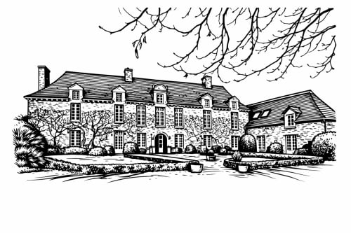 Manoir de la Bégaudière, charmante maison de maître en pierre avec chambres d'hôtes à Mont-Dol, France, jardins soignés.
