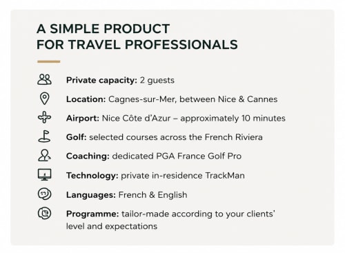 STAYnGOLF Cagnes-sur-Mer : séjour golf 2 personnes près de Nice avec coaching, technologie TrackMan et programmes personnalisés