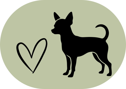 Silueta de chihuahua con símbolo de corazón representando alojamiento que admite mascotas en el Hostal Zaragoza Centro