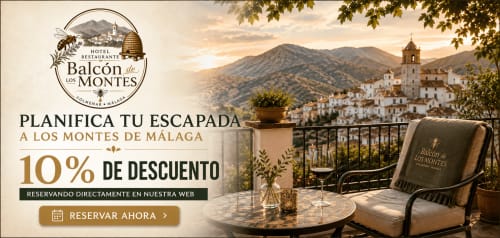Hotelterrasse Balcón de Los Montes in Colmenar, Málaga mit Bergblick und 10% Rabattangebot