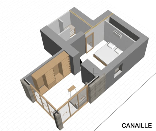 Canaille Room layout at Villa Annette in Cassis with bed, wardrobe, and modern amenities