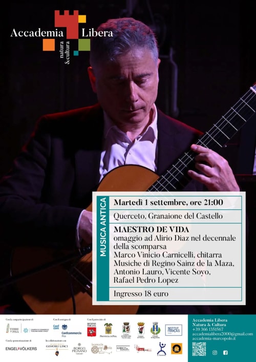 Concerto di chitarra classica di Marco Vinicio Carnicelli presso l'Accademia Libera vicino a Montecatini Val di Cecina