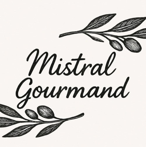 Mistral Gourmand logo with botanical olive branch design for Hôtel du Parc, Draguignan