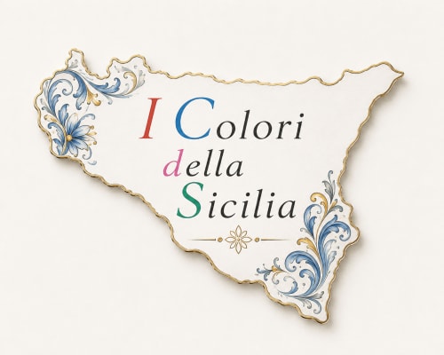 Logo della mappa I Colori della Sicilia con eleganti decorazioni blu, bed and breakfast a Caltagirone