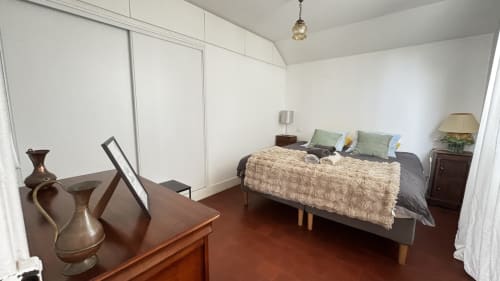 Bedroom at Le Gite De Saint Phal B&B in Saint-Phal, France with bed, desk, and traditional furnishings