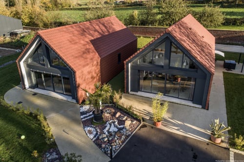 Deux gîtes modernes aux toits en terre cuite aux gîtes de la vallée de l'Artois, Fresnicourt, avec de grandes fenêtres et