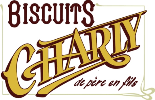 Logo vintage de la marque de biscuits français Chariy, présentée à l'hôtel Suite L'Olive Sacrée à Cabannes