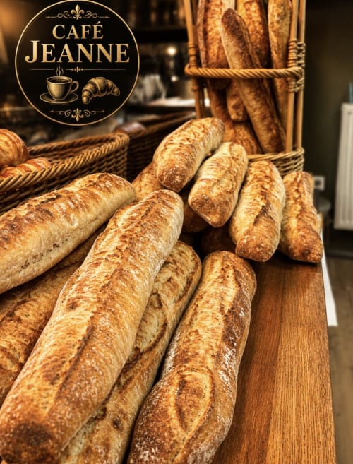 Baguettes fraîches et pâtisseries du Café Jeanne à l'Hôtel le tilleul, Corps