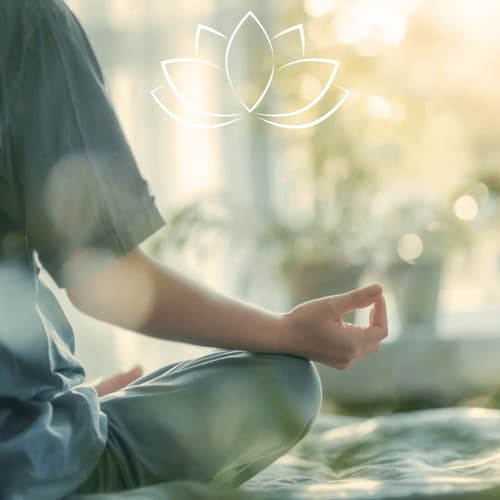 Personne en méditation posture du lotus avec icône lotus lumineux au centre de bien-être Domaine de La Briandais à Missillac