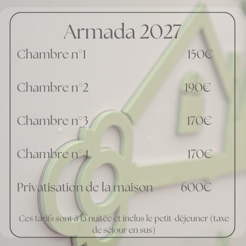Tarifs Armada 2027 Les clés d'à côté : chambres 150-190€, maison 600€ près de Rouen