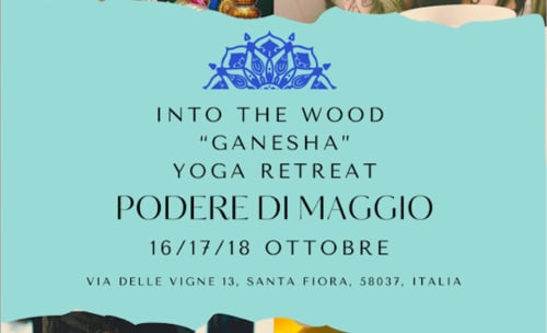 Manifesto ritiro yoga Ganesha a Podere di Maggio, Santa Fiora, Italia, 16-18 ottobre