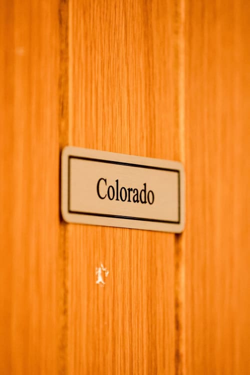 Colorado Apartment door label at Greenvale Cabins mountain view property in Newry