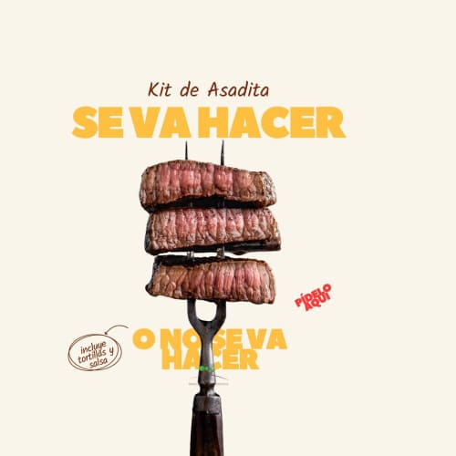 Promoción de Kit de Asadita en Hotel El Porvenir, Querétaro con cortes de carne asada en tenedor, acompañado de tortillas