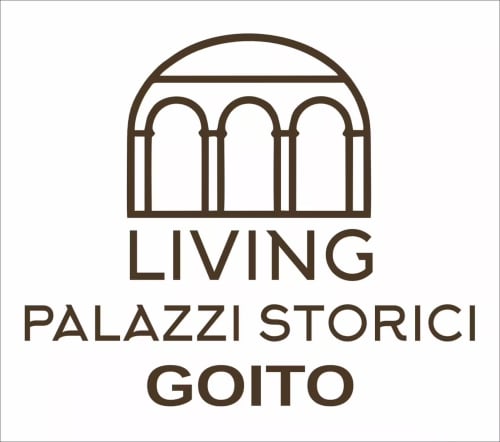 Logo Living Palazzi Storici Goito con architettura classica ad archi a Bologna