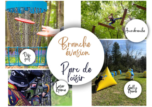 Actividades Parc de Loisir en Cabanes et lodges du Belvédère: disco golf, aerobranche, láser game y gellyball