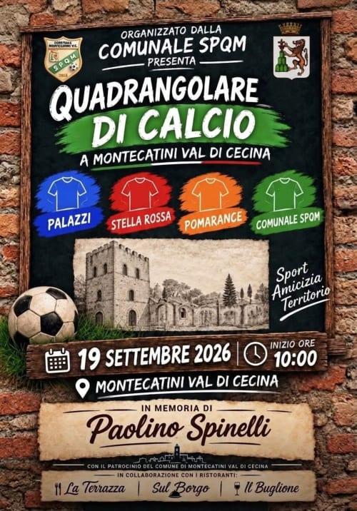 Football tournament poster for Montecatini Val di Cecina, September 2026
