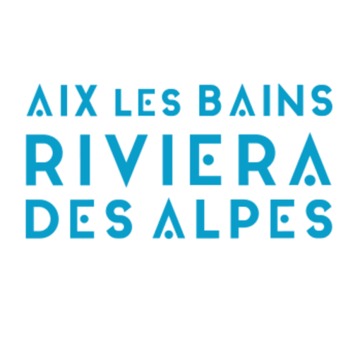 Aix les Bains Riviera des Alpes logo in teal blue text on white background