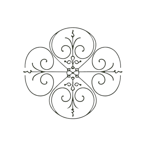 Motif médaillon floral orné et symétrique, gîte La cour des Agapanthes à Bain de Bretagne, France