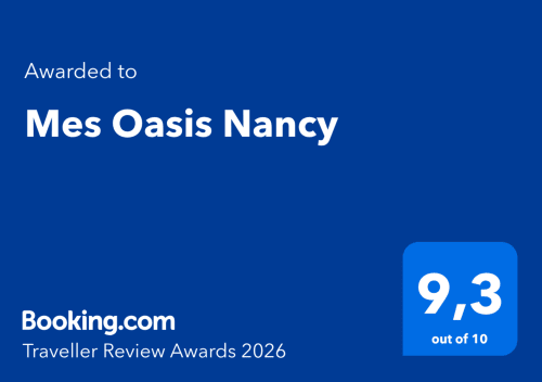 Certificat d'excellence Booking.com 2026 pour Mes Oasis Nancy à Villers lès Nancy, France, noté 9,3/10
