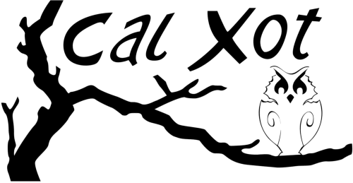 Logo de Cal Xot B&B con rama estilizada y búho en Poble Nou del Delta