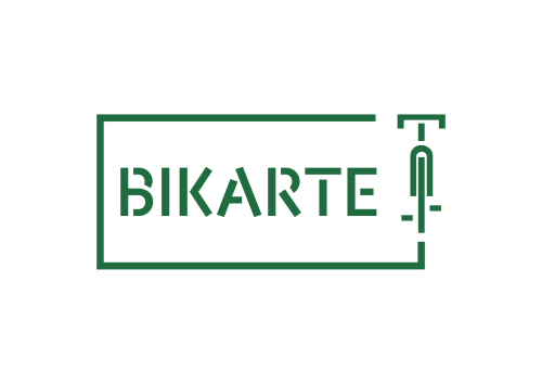 Logo del hotel Bikarte en verde con icono de bicicleta, Santa Marta