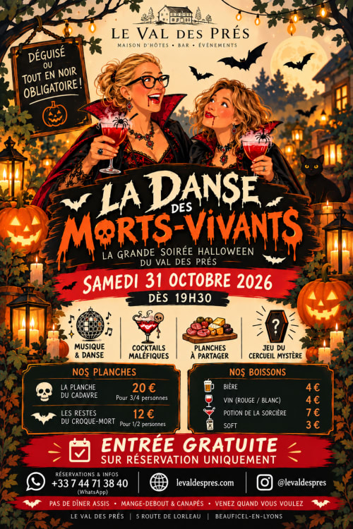 Affiche fête Halloween Le Val des Prés : Danse des Morts-Vivants 31 octobre 2026 à Beauficel-en-Lyons