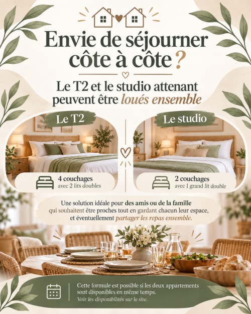 T2 et studios au 9 Victor Hugo, Aix-les-Bains - chambres adjacentes pour groupes