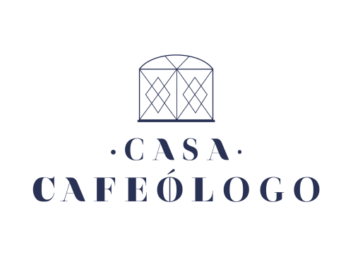 Logo de Casa Cafeólogo con diseño geométrico de invernadero con patrones de diamantes, hotel en San Cristóbal de las Casas