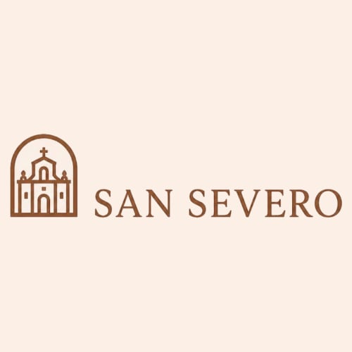 Logo della sala San Severo presso l'hotel Domusè di Napoli, con icona di chiesa e croce