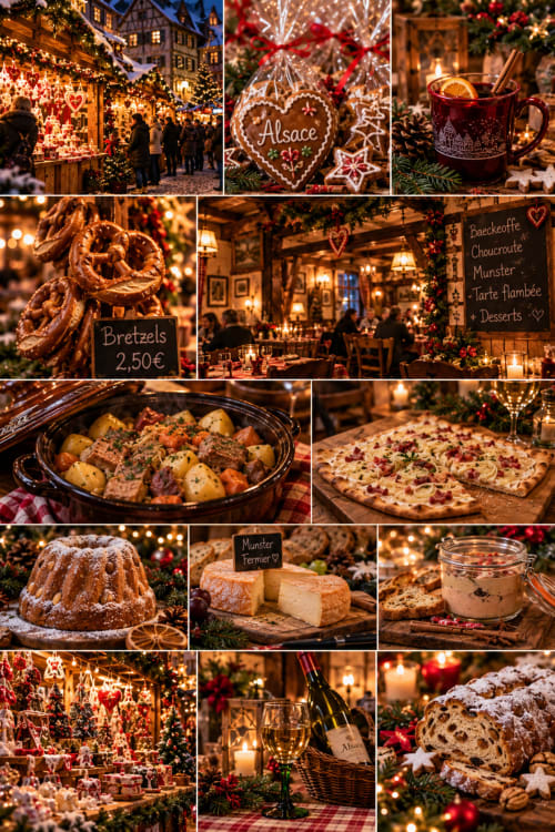 Festin du marché de Noël alsacien : pain d'épices, vin chaud, bretzels et spécialités régionales à Théière & Couverts, Cernay