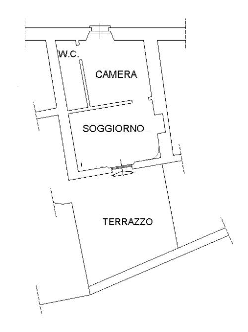Planimetria dell'appartamento La Rosa a Roseto del Drago con camera da letto, bagno, zona living e terrazza