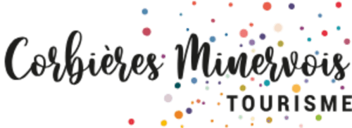 Corbières Minervois Tourism logo with colorful dots for Fontcouverte, France accommodations