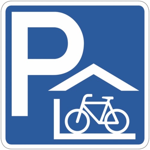 Cartello parcheggio biciclette dell'Hôtel d'Albion a Sault, Francia - icona di riparo coperto per biciclette