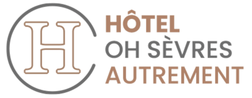 Logo de l'Hôtel OH Sèvres Autrement avec monogramme H stylisé et nom de l'établissement en marron et gris