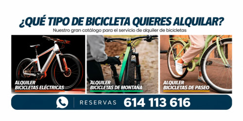 Catálogo de alquiler de bicicletas en Salobreña: bicicletas eléctricas, de montaña y urbanas. Reservas: 614113616