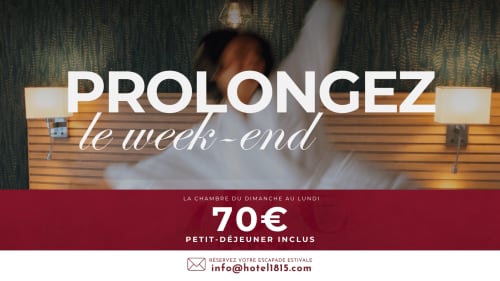 Offre week-end prolongé à l'Hôtel 1815 Waterloo : chambre 70€ avec petit-déjeuner, séjour dimanche-lundi