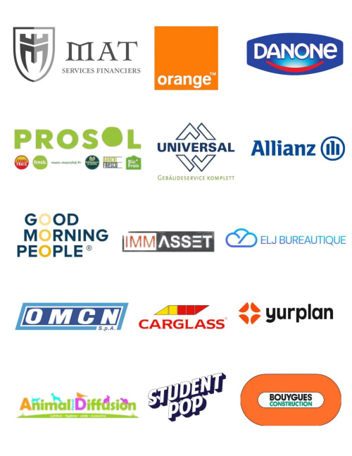 Logos des partenaires de la maison d'hôtes Vindihouses à Épinac, France : Orange, Danone et Allianz