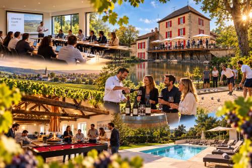 Vindihouses Le Domaine Des Ducs Epinac : dégustation de vins, réceptions, vues sur la rivière et activités à la piscine