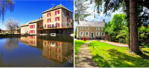 Vindihouses B&B in Epinac, France: waterside mill and countryside manor with gardens