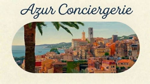 Azur Conciergerie Côte d'Azur - Village perché de Grasse avec vue sur la Méditerranée et palmiers