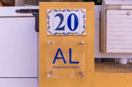 House number 20 sign with decorative tiles for EcoHost Perafita Yellow House in Portugal