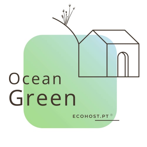 Ocean Green EcoHost logo featuring sustainable home design in Matosinhos