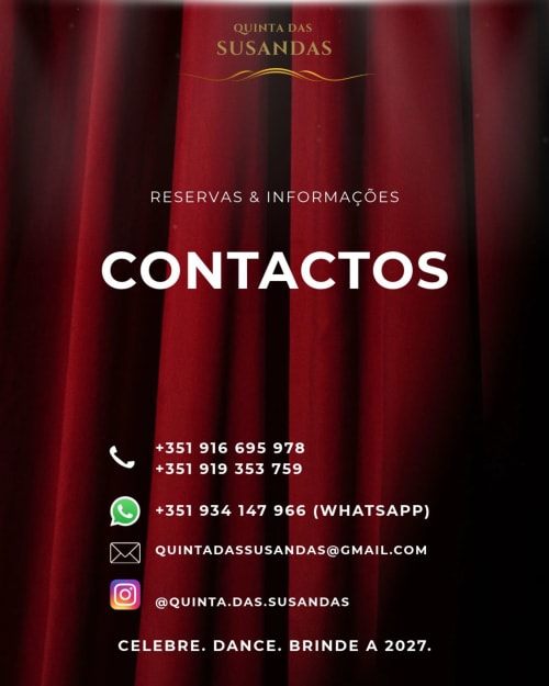 Informações de contato da Quinta das Susandas para reservas e agendamentos em Tresouras, Portugal