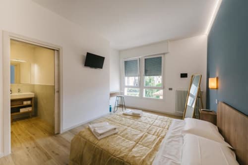 Camera matrimoniale standard con bagno privato, TV e finestra con vista sulla città presso Provincia di Verona B&B