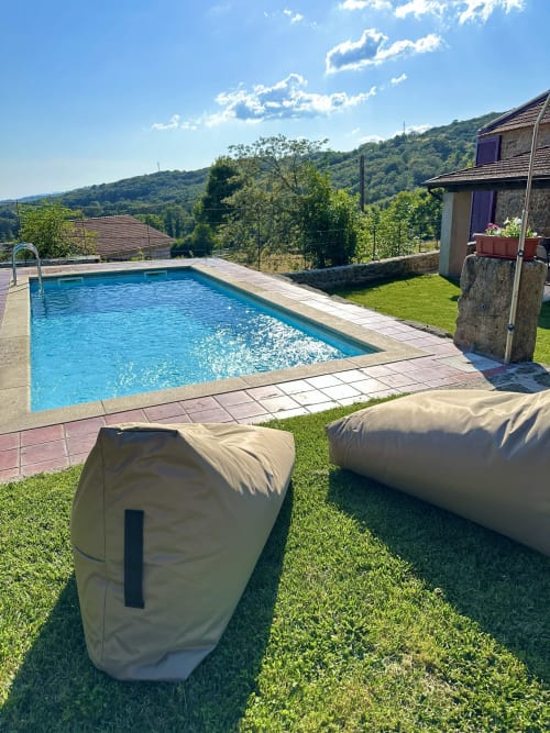 Private pool with mountain views at Aconchego Rural cottage in Montalegre, Portugal
