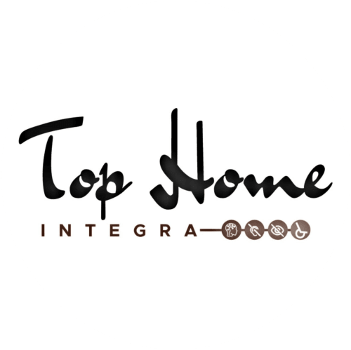 Logotipo del hotel Top Home Integra en Jerez de la Frontera con letra manuscrita e iconos de accesibilidad