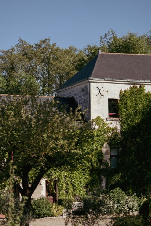 Moulin de Gaubourg guesthouse surrounded by ivy-covered walls and garden vegetation in Saint-Melaine-sur-Aubance, Anjou