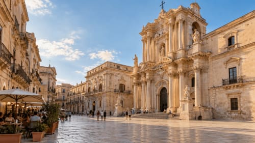 Cattedrale barocca nella piazza principale di Noto, vicino all'hotel Case Luparello in Sicilia