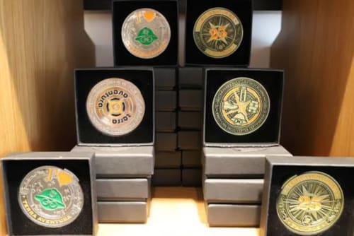 Decorative zodiac and astronomical coins displayed at La Closerie Des Arts spa hotel in Gabillou, France