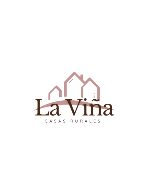 Logo de La Viña Casas Rurales con siluetas de casas en Cuzcurrita de Río Tirón